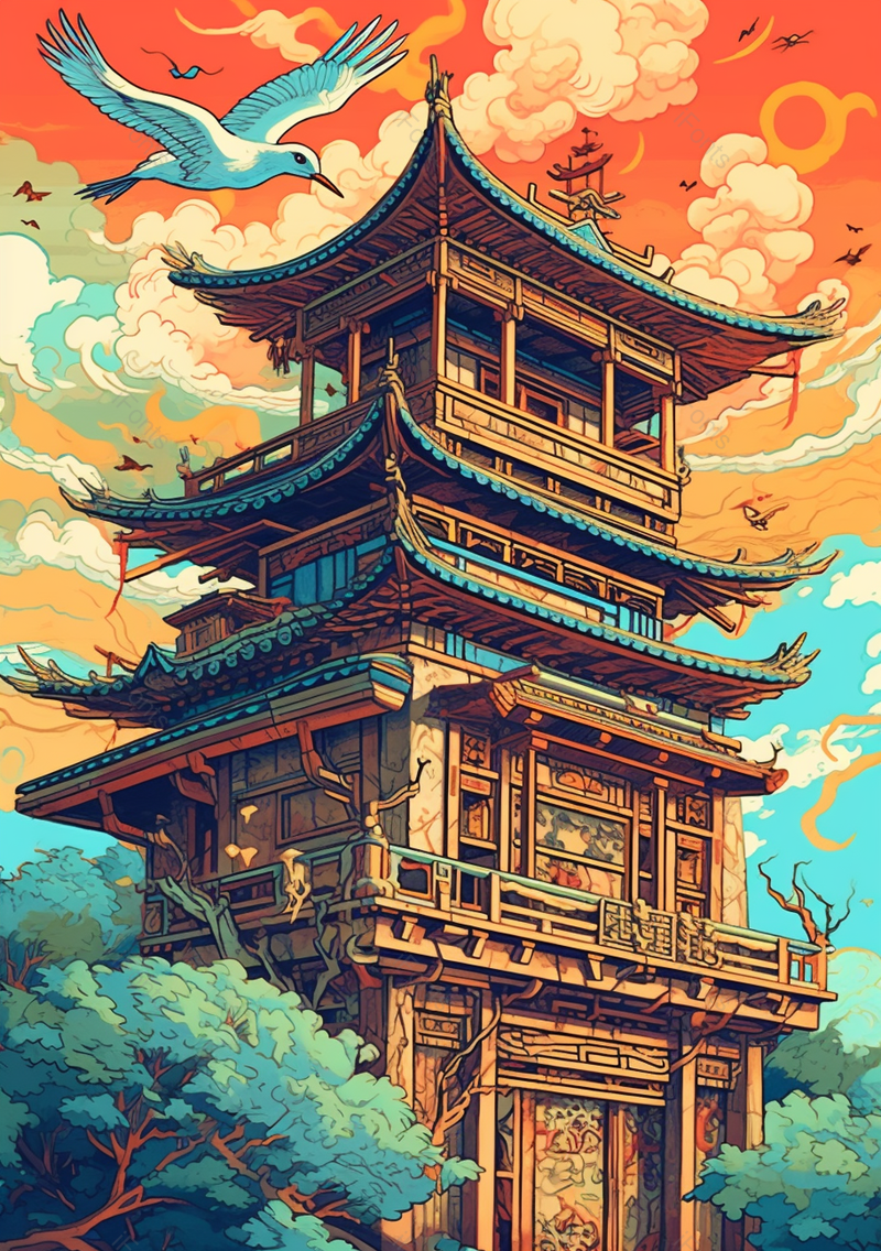 古典风格国潮风建筑背景,插画/手绘图,插画/手绘图库,插画/手绘图下载,插画/手绘